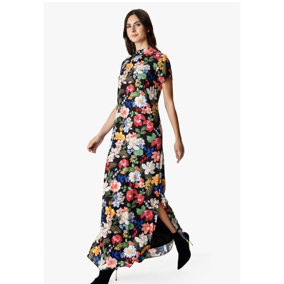 eShakti Wayward Fancies 3X 24W Floral Maxi Shift Dress Pockets Bow Plus Size - Picture 1 of 12